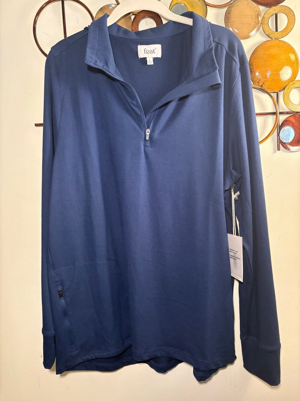Feat navy blue men’s large quarter zip long sleeve shirt
